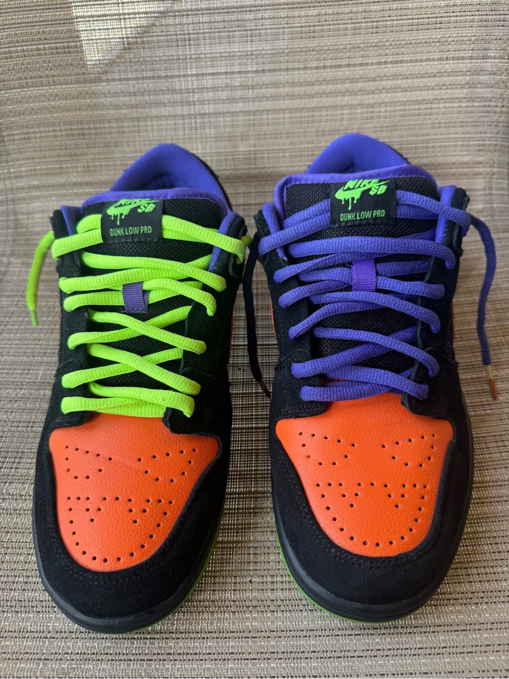 Nike Dunk Low Pro Sneakers - Black, Orange, Purple, Neon Green